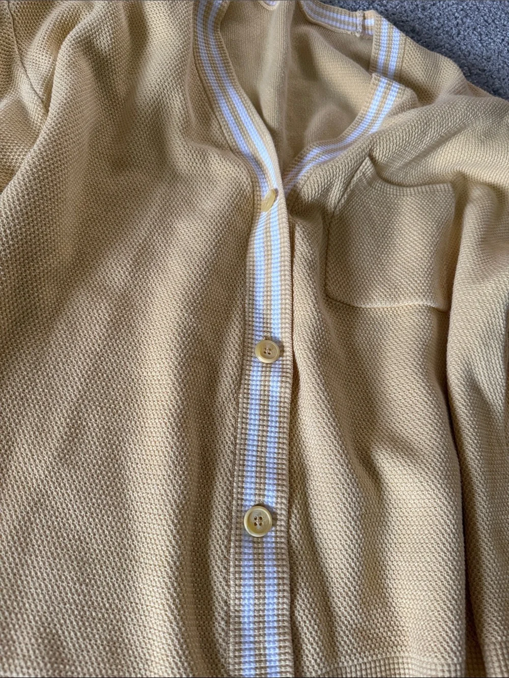 ALO Tennis Club Tennis Club Sweater Knit Cardigan, Butter Yellow, size L